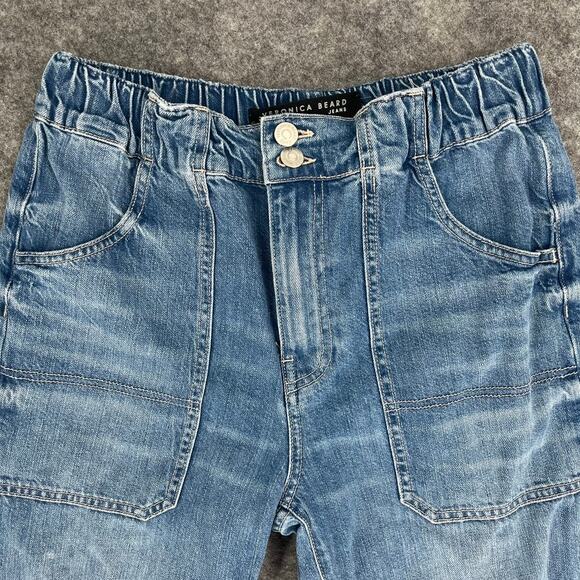 Veronica Beard ARYA Cargo Jeans High Rise Elastic Waist Size 27 Nova - Picture 4 of 9